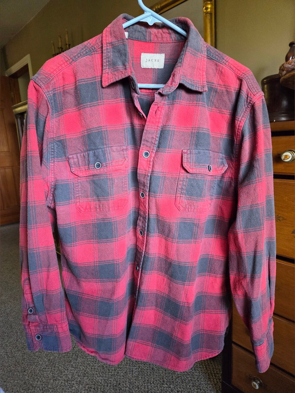 Jachs Red & Gray Buffalo Plaid Flannel Shirt